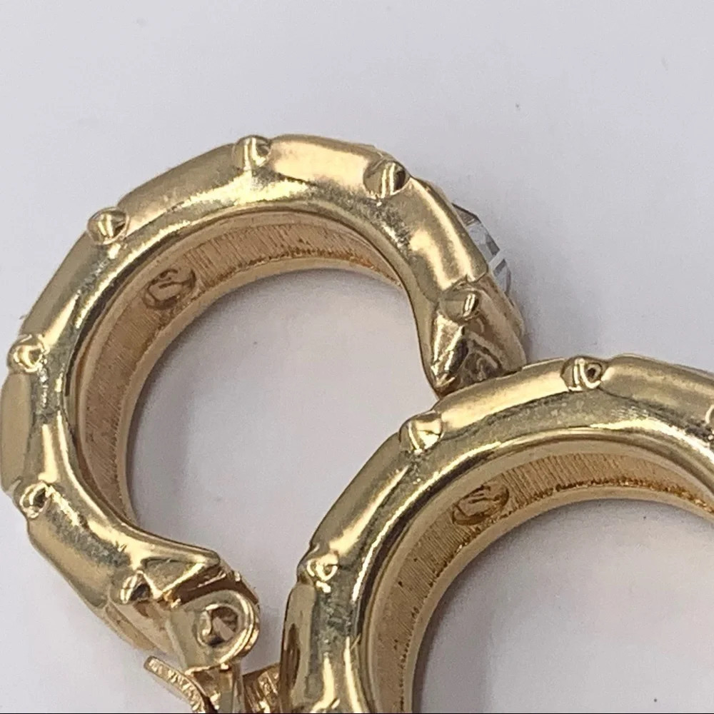 Swarovski Crystal Gold Hoop Earrings - Picture 4 of 4